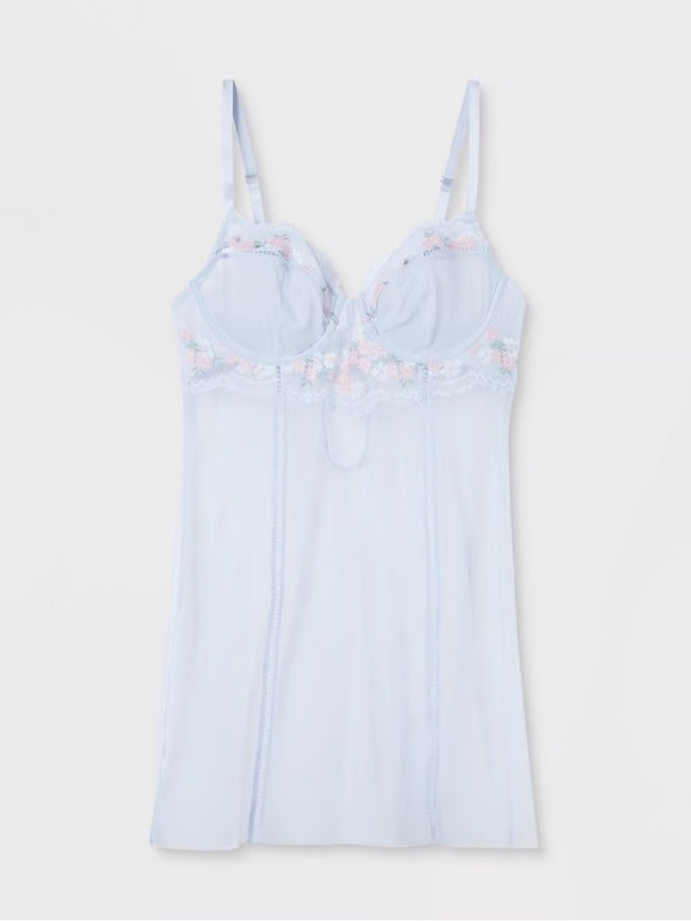 Women's Unlined Garden Party Lingerie Slip Dress - Auden Light Blue